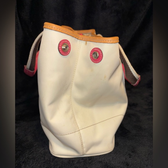 Coach L2K-5078 Canvas Top Handle Bag White & Pink - Picture 7 of 12